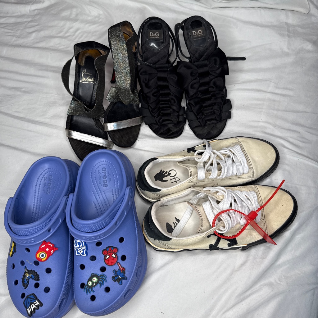 All 4 Pairs 1 Christian Louboutin, D&G, Crocs $ Off White